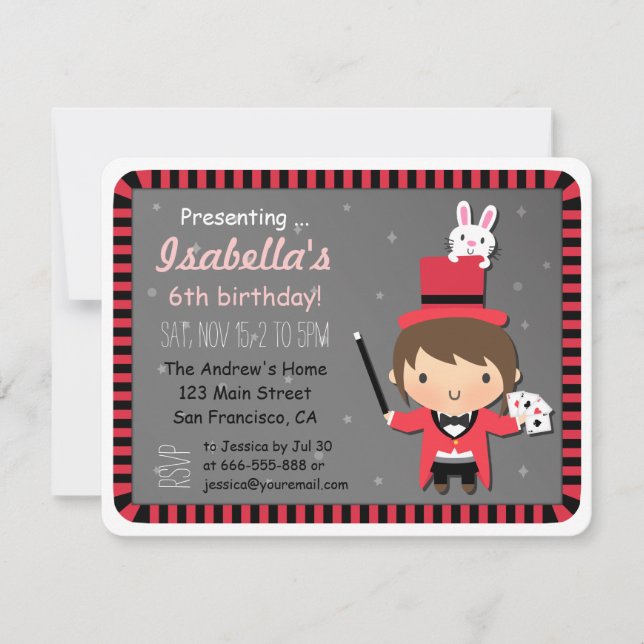 Invitaciones Mágicas para Fiesta de Niños con Chic (Anverso)