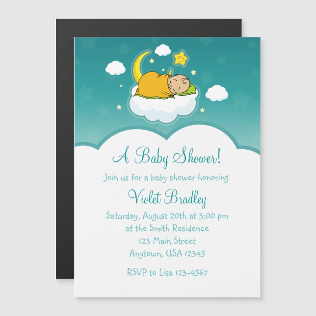Invitaciones magnéticas de Baby Shower neutrales e (Anverso/Reverso)