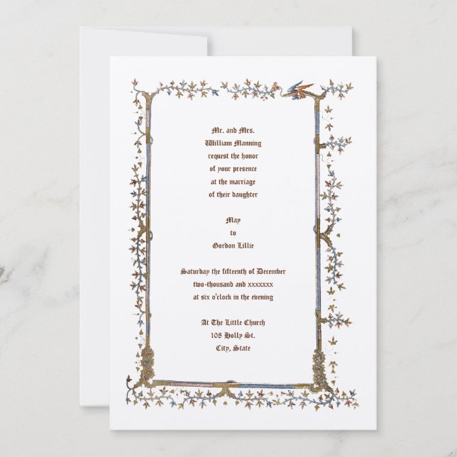 Invitaciones medievales de bodas de dragón ilumina (Anverso)