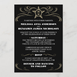 Invitaciones meridionales negras de la boda del