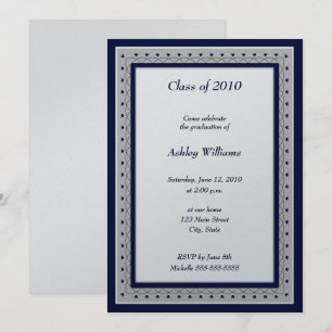Invitaciones metálicas azules y de plata de la