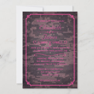 Invitaciones militares rosadas de la boda del