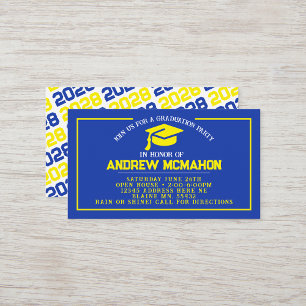 Invitaciones Mini Graduación Azul Amarillo