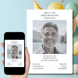 Invitaciones mínimas de cumpleaños sorpresa digita