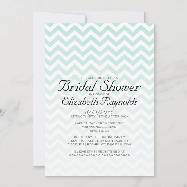 Invitaciones modernas a Chevron Bridal Shower (Anverso)