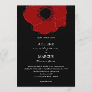 Invitaciones modernas a la boda de amapola (rojo/n