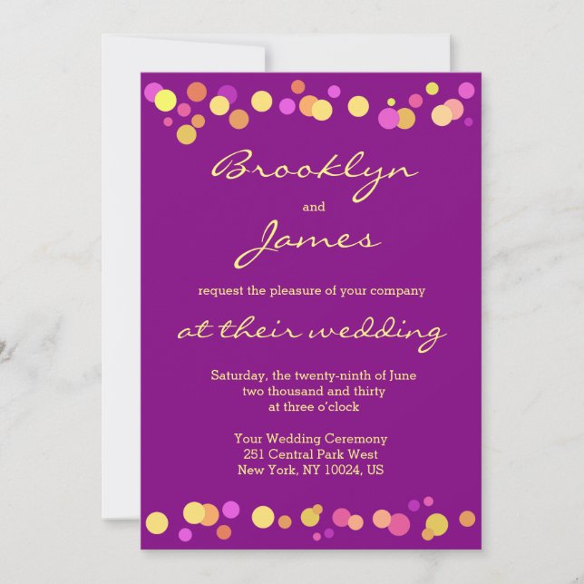 Invitaciones modernas a la boda de la caída morada (Anverso)