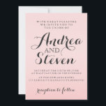 Invitaciones modernas a la boda rosa Rubor<br><div class="desc">El elegante texto destaca por su bonito fondo rosa. La invitación es totalmente personalizable,  por lo que podrá jugar con fuentes,  colores de fuente,  e incluso cambiar el fondo a un color sólido haciendo clic en el botón "Personalizar".</div>