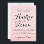 Invitaciones modernas a la boda rosa Rubor<br><div class="desc">El elegante texto destaca por su bonito fondo rosa. La invitación es totalmente personalizable,  por lo que podrá jugar con fuentes,  colores de fuente,  e incluso cambiar el fondo a un color sólido haciendo clic en el botón "Personalizar".</div>