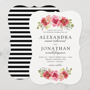 Invitaciones modernas a la boda rosa y roja