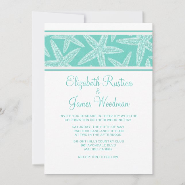 Invitaciones modernas a la boda Starfish (Anverso)