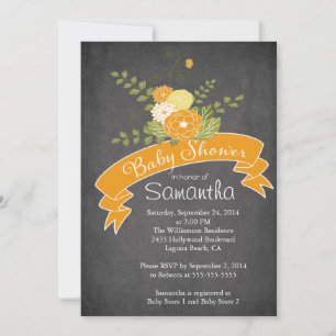 Invitaciones modernas a la ducha con flores de Cha