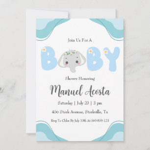 invitaciones modernas a la ducha de bebé con elefa