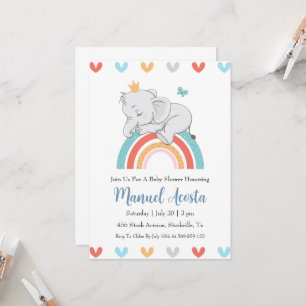 invitaciones modernas a la ducha de bebé con elefa