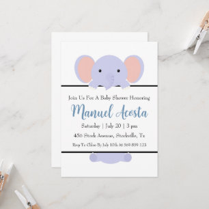 invitaciones modernas a la ducha de bebé con elefa