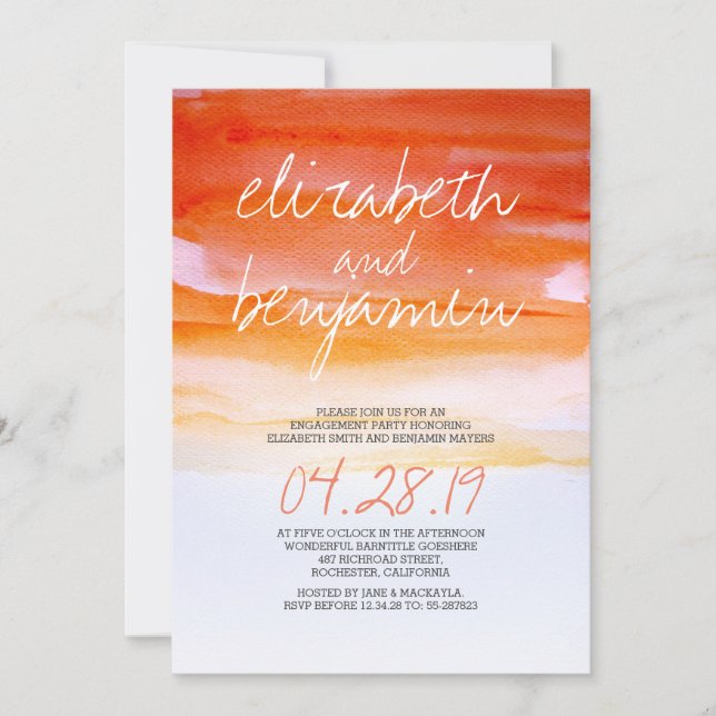 Invitaciones modernas a la fiesta de compromiso de (Anverso)