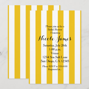 Invitaciones modernas a rayas amarillas y blancas