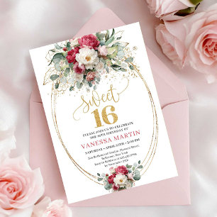 Invitaciones Modernas Burgundy Blancas Florales Du