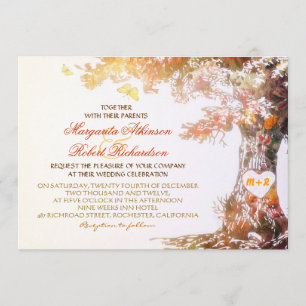invitaciones modernas coloridas del boda del roble
