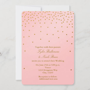 Invitaciones modernas con puntos de lámina dorada 