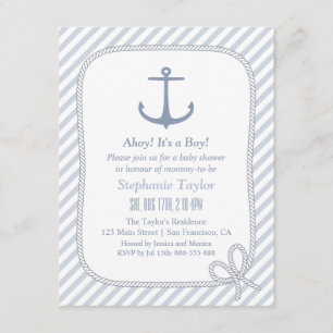 Invitaciones Modernas de Anclaje Náutico para Baby