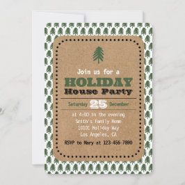 Invitaciones modernas de árboles de Navidad verdes