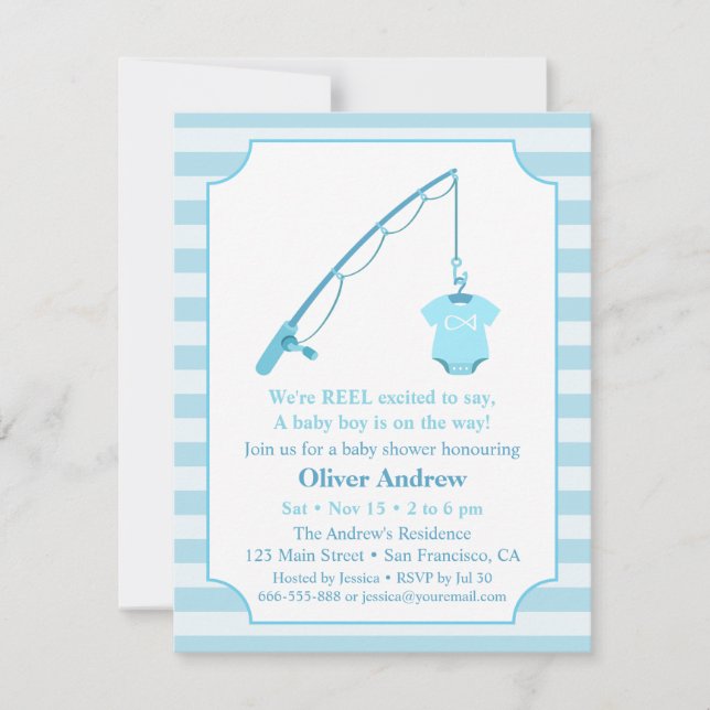 Invitaciones modernas de baby shower con tema de p (Anverso)