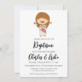 invitaciones modernas de bautismo gemelo