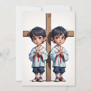 invitaciones modernas de bautismo gemelo