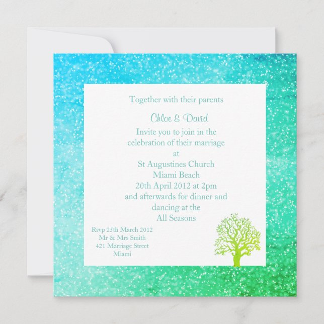 INVITACIONES MODERNAS DE BODA DE IMPRESIÓN DE ESPA (Anverso)