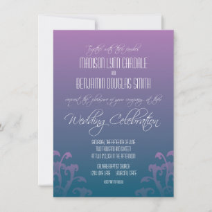 Invitaciones modernas de boda violeta azul