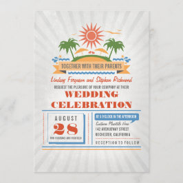 Invitaciones modernas de casamiento en la playa