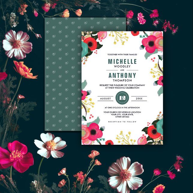 Invitaciones modernas de casamiento Verde azulado- (Subido por el creador)