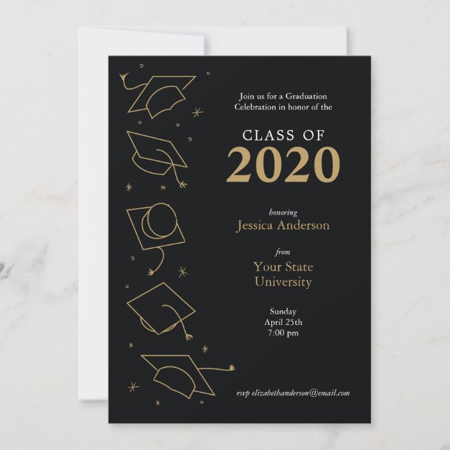 Invitaciones modernas de celebración de graduación (Anverso)