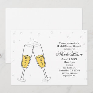 Invitaciones modernas de copas de champán y burbuj