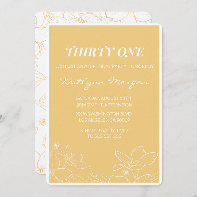 Invitaciones modernas de cumpleaños 31 Floral Amar (Anverso / Reverso)