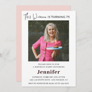 Invitaciones modernas de cumpleaños 75 para su fot