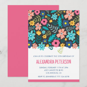 Invitaciones modernas de cumpleaños número 12 con 