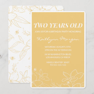 Invitaciones modernas de cumpleaños número 2 Flora