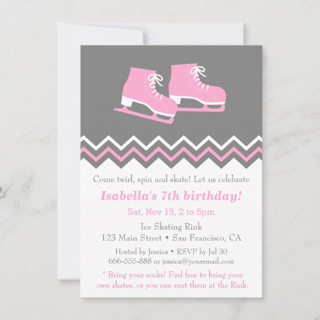 Invitaciones modernas de cumpleaños para patinaje  (Anverso)