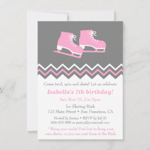 Invitaciones modernas de cumpleaños para patinaje 