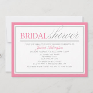 Invitaciones modernas de ducha de novias rosadas y