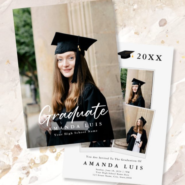 Invitaciones modernas de graduación de fotos (Subido por el creador)