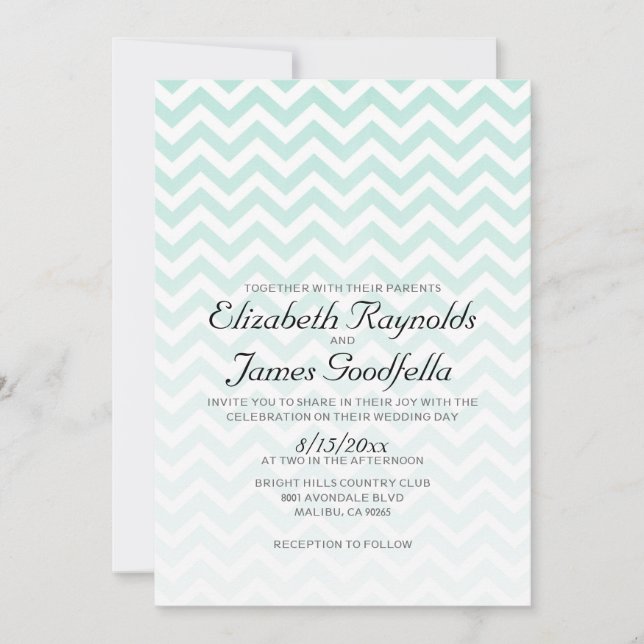 Invitaciones modernas de la boda de Chevron (Anverso)