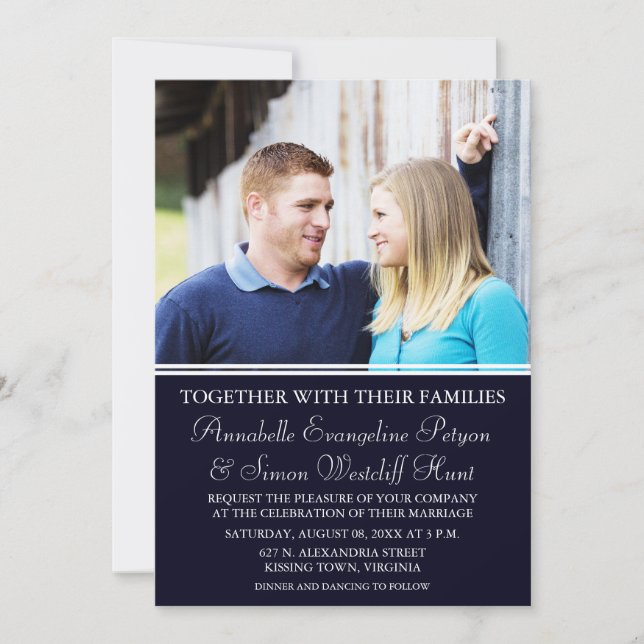 Invitaciones modernas de la boda de la foto (Anverso)