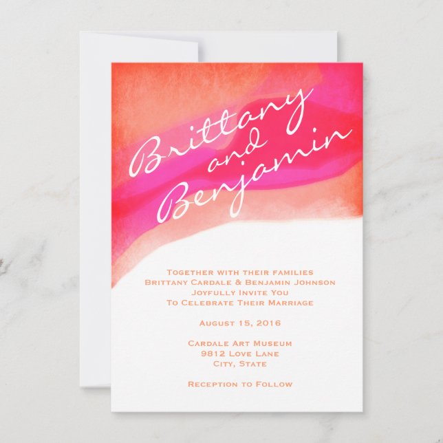 Invitaciones modernas de la boda del chapoteo del (Anverso)