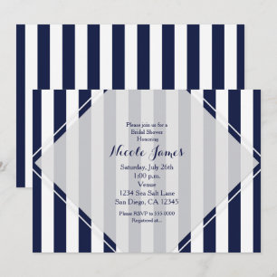 Invitaciones Modernas de Rayas Azules y Blancas