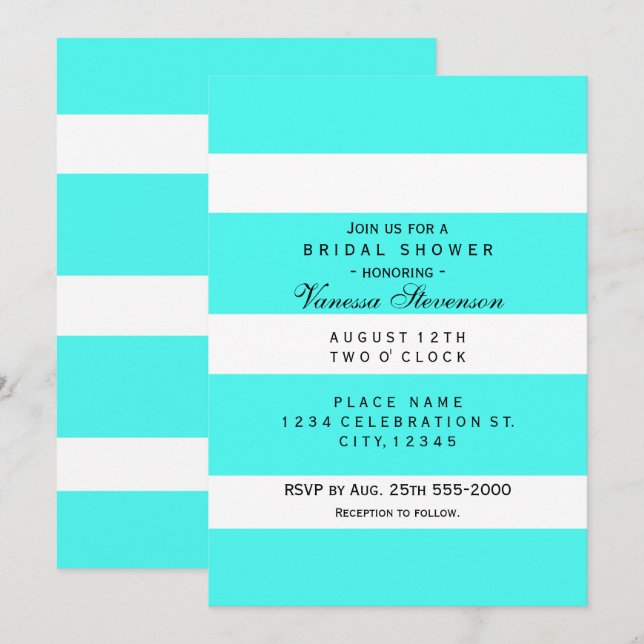 Invitaciones modernas de rayas gruesas y gruesas d (Anverso / Reverso)