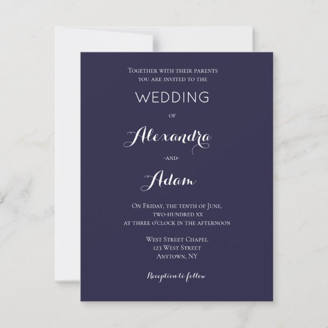 Invitaciones modernas del boda de los azules (Anverso)