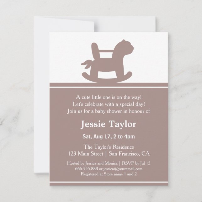 Invitaciones Modernas para Baby Shower con Caballo (Anverso)
